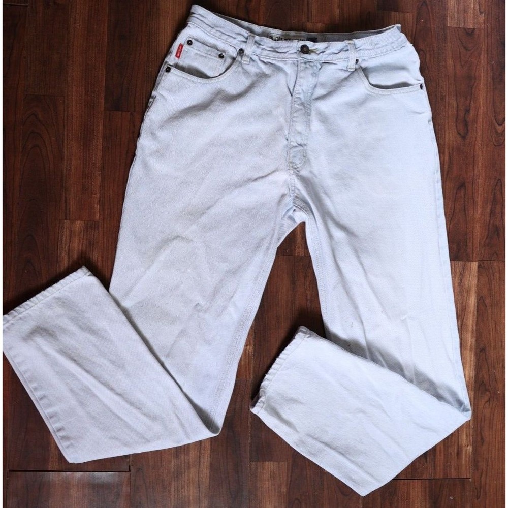 Vintage Y2K Bugle Boy 34x34 Jeans Straight Leg Light Blue Denim Distressed 750